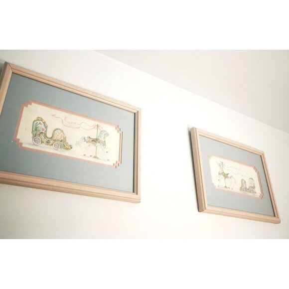 Art Prints Vintage Judy F  Faucher Carousel Horse Carriage Prints  1990 Signed - Picture 5 of 16